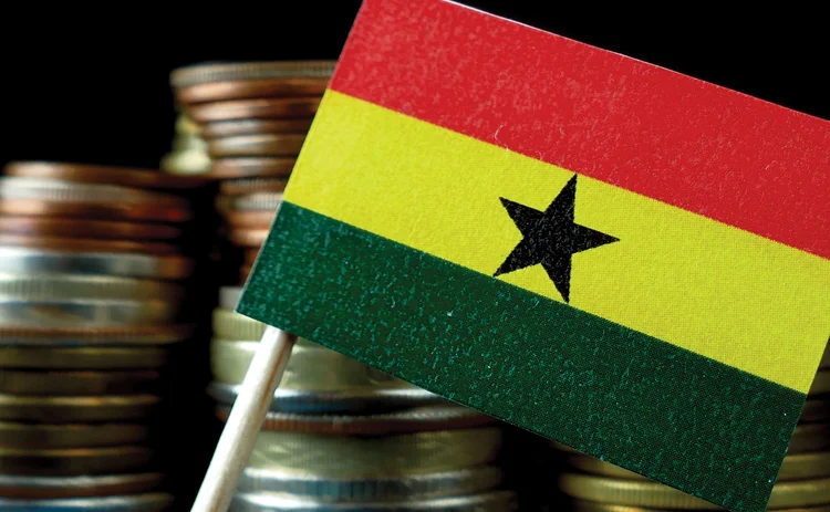 Ghana flag and coins