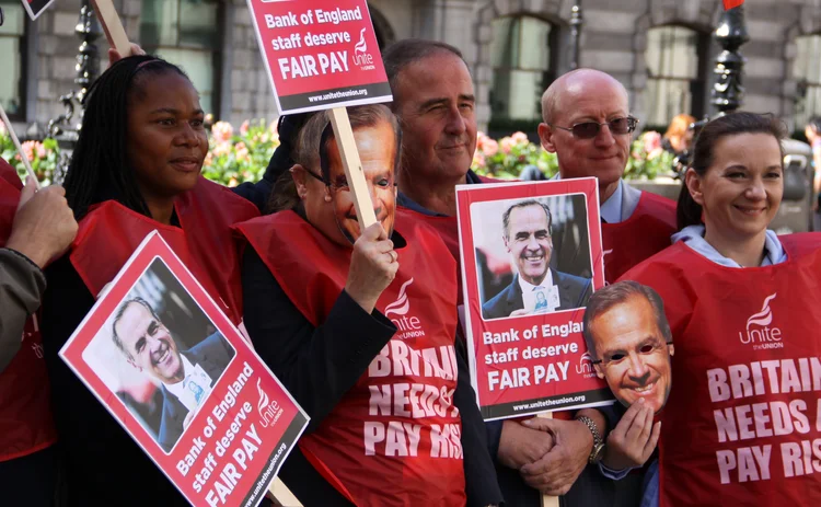 Protesters outside the Bank of England