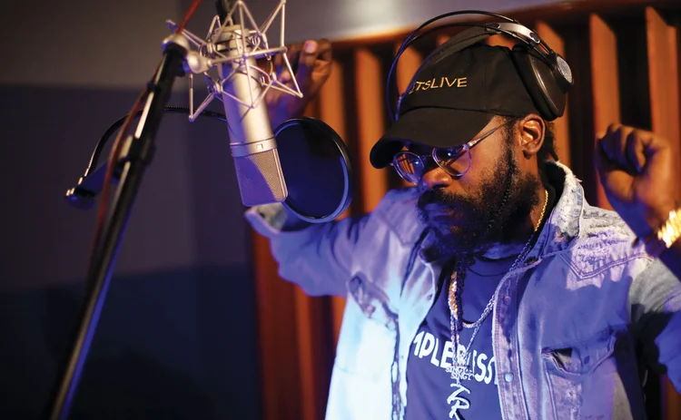 Tarrus Riley in the studio