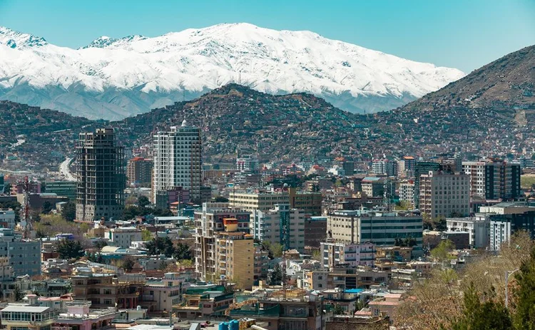 Kabul skyline with mountains in distance